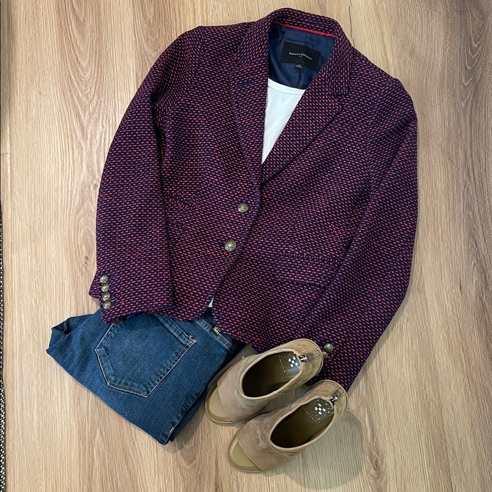 Banana Republic Purple-Pink Textured Knit Blazer